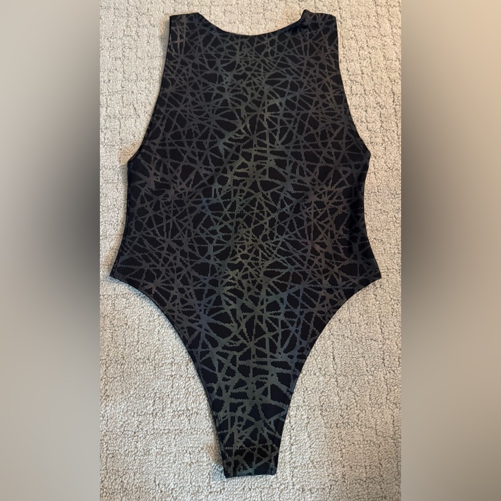 Black Geometric Freedom Rave Wear Bodysuit
